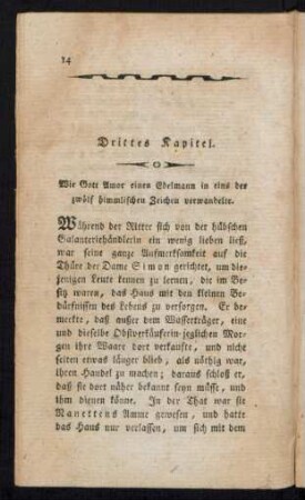 Drittes Kapitel. Wie Gott Amor einen Edelmann in eins der zwölf himmlischen Zeichen verwandelte.