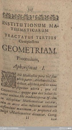 INSTITUTIONUM MATHEMATICARUM. Tractatus TERTIUS Compectens GEOMETRIAM.