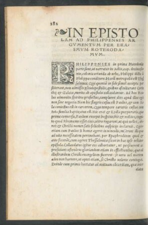 In Epistolam Ad Philippenses Argumentum Per Erasmum Roterodamum.