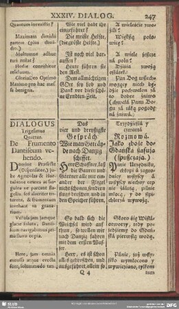 Dialogus Trigesimus Quartus. De Frumento Dantiscum vehendo