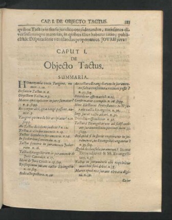 Caput I. De Obiecto Tactus.