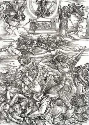 Der Engelkampf, aus der Folge der Apokalypse, Latein-Ausgabe 1511
