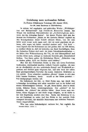 Erziehung zum nationalen Selbst : zu Fichtes 100jährigem Todestage (29. Januar 1814)