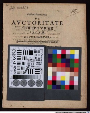 Theseōn Theologicarum De Avctoritate Scriptvrae Sacrae Locus ..., 2