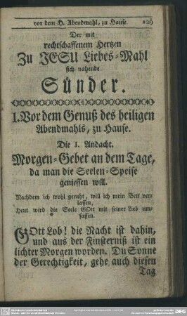 Der mit rechtschaffenem Hertzen Zu Jesu Liebes-Mahl sich nahende Sünder