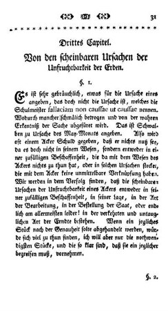 Drittes Capitel. Von den scheinbaren Ursachen der Unfruchtbarkeit der Erden.