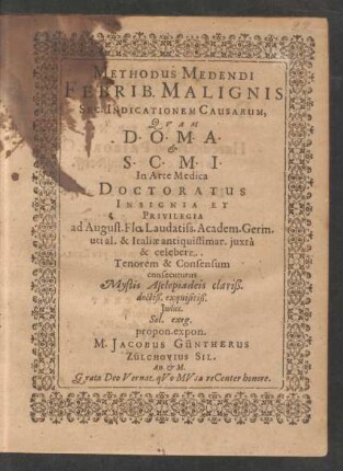 Methodus Medendi Febrib. Malignis Sec. Indicationem Causarum