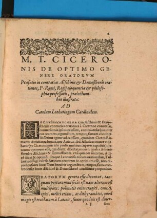 M. T. Ciceronis de optima genere oratorum Praefatio in Contrarias Aeschinis et Demosthenis orationes : praelectionibus illustrata