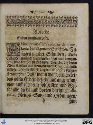 Vorrede an den günstigen Leser.
