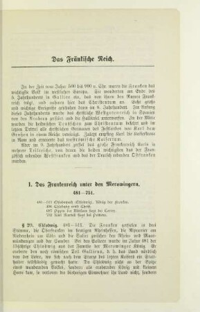 I. Das Frankenreich unter den Merowingern 481-751