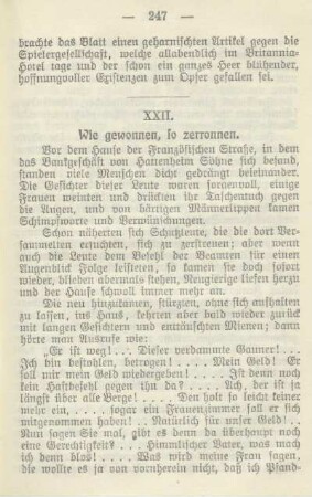 XXII. Wie gewonnen, so zerronnen