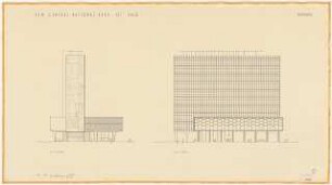 New Central National Bank of Iraq, Bagdad: East Elevation, North Elevation, 1:200