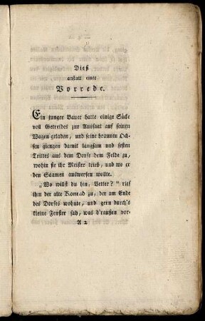 Dieß anstatt einer Vorrede.