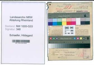 Entnazifizierung Hildegard Schaefer , geb. 13.08.1902 (Studienraetin)