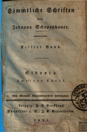 Sämmtliche Schriften, 11. Sidonia ; Theil 2