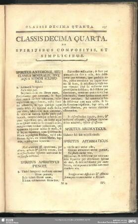 Classis Decima Quarta. De Spiritibus Compositis, Et Simplicibus