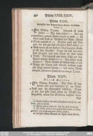 Psalm XXIV. Preiß Gottes.