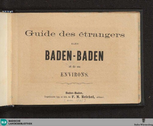 Guide des étrangers dans Baden-Baden et de ses environs