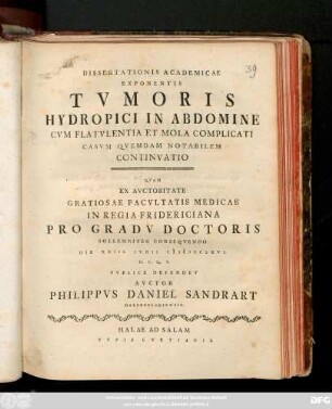 Dissertationis Academicae Exponentis Tvmoris Hydropici In Abdomine Cvm Flatvlentia Et Mola Complicati Casvm Qvemdam Notabilem : Continvatio