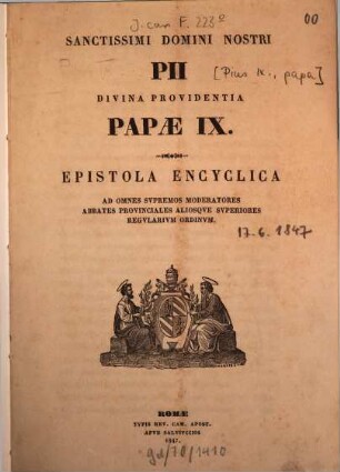 Epistola encyclica ad omnes supremos moderatores, abbates provinciales aliosque superiores regularium ordinum