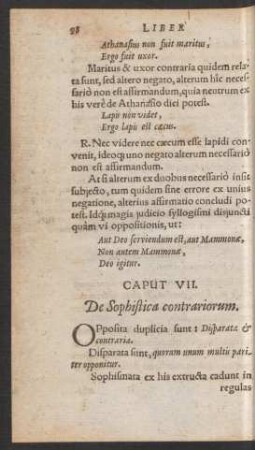 Caput VII. De Sophistica contrariorum.