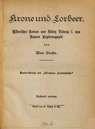 Münchener Fremdenblatt : mit Tagesanzeiger und Quartiergeber. 1885