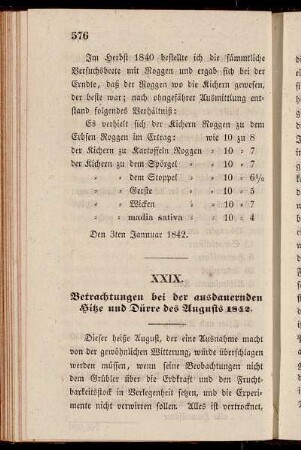 XXIX. Betrachtungen bei der ausdauernden Hitze und Dürre des Augusts 1842