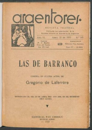 1939016500: Las de barranco : comedia en cuatro actos