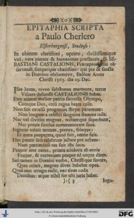 Epitaphia Scripta a Paulo Cherlero.