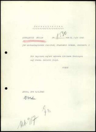 W. Wrede an M. Schede