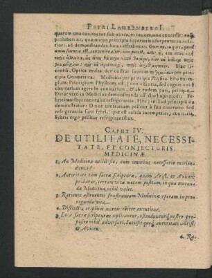 Caput IV. De Utilitate, Necessitate, Et Coniecturis Medicinae.