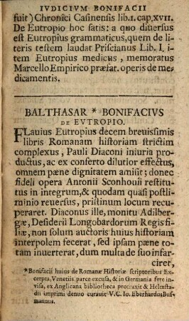 Eutropii Breviarium Romanae Historiae : Ad Valentem Augustum, ab urbe condita ad illius usque & fratis Valentiniani tempora deductum