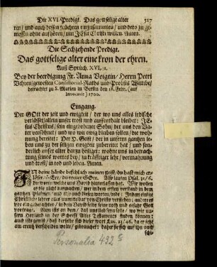 Die Sechzehende Predigt.