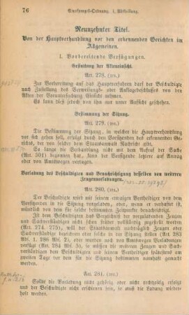 Neunzehnter Titel. Von der Hauptverhandlung vor den erkennenden Gerichten im Allgemeinen