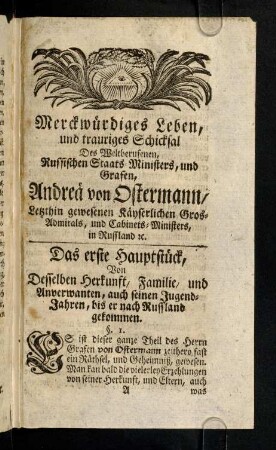 1-642, Das Leben des Grafen von Ostermann
