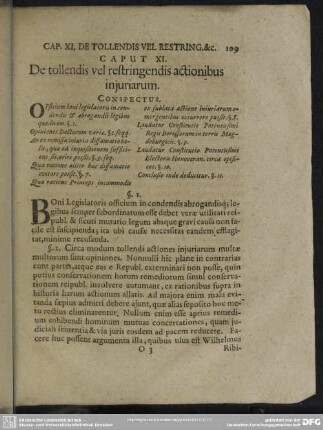 Caput XI. De tollendis vel restringendis actionibus iniuriarum