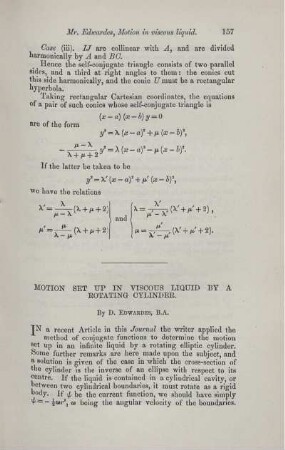 Motion set up in viscous liquid by a rotating cylinder.