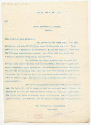 Brief an Otto Thümer : 03.05.1913