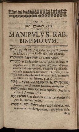 ... Manipulus Rabinismorum.