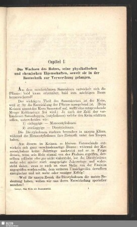 Capitel I. Das Wachsen des Holzes, seine physikalischen und chemischen Eigenschaften, soweit sie in der Bautechnik zur Verwerthung gelangen