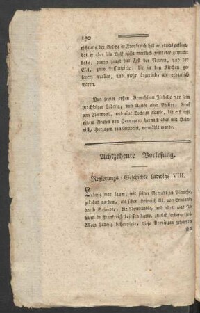 Achtzehente Vorlesung. Regierungs-Geschichte Ludwigs VIII.