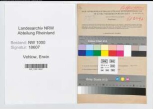 Entnazifizierung Erwin Vehlow, geb. 18.10.1911 (Zollbeamter)
