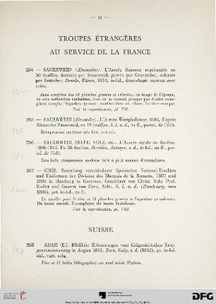 Troupes étrangéres au service de la France (Nr. 264-267)