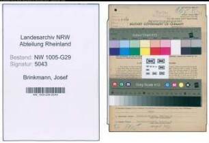 Entnazifizierung Josef Brinkmann , geb. 20.08.1895 (Bahnsekretaer)