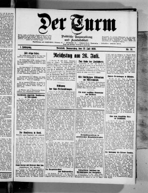 Der Turm. 1920-1934