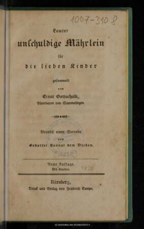 Lauter unschuldige Mährlein für die lieben Kinder