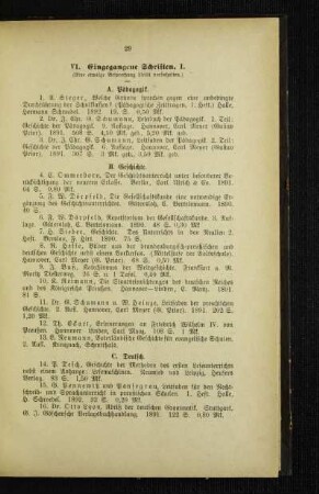 Eingegangene Schriften I