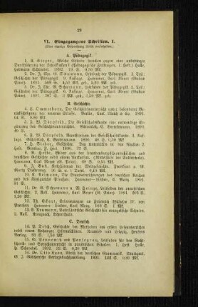 Eingegangene Schriften I