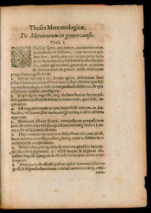 Theses Meteorologicae, De Meteororum in genere causis.