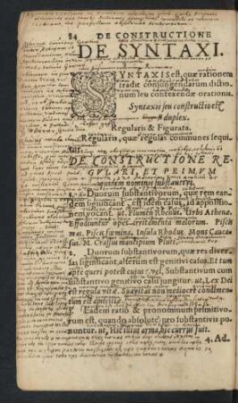 De Constructione Regulari, Et Primum quidem nominis substantivi.